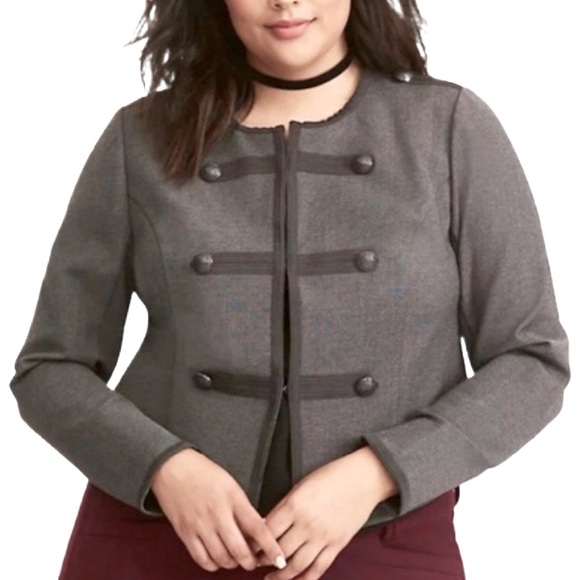 Torrid Womens Blazer 1X Gray Military Style Jacket Cropped Casual  Fall - Picture 3 of 10